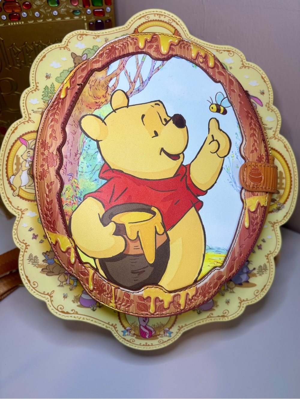 Loungefly Winnie the Pooh Honey Pot Oval Backpack in Yellow and Red